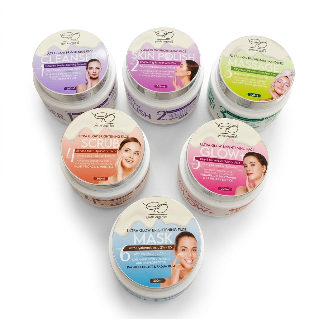 Ultra Glow Facial Kit – 6 Steps Professional / Salon Pack (300g Jar x 6) Gentle Organics