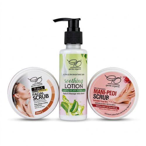 3-in-1 Facial, Mani-Pedi Scrub & Soothing Lotion Bundle Gentle Organics