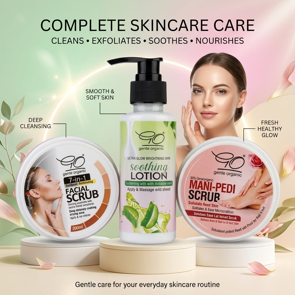 3-in-1 Facial, Mani-Pedi Scrub & Soothing Lotion Bundle Gentle Organics