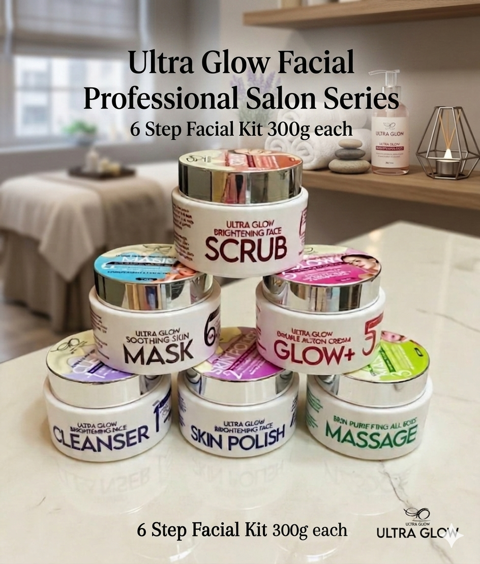 Ultra Glow Facial Kit – 6 Steps Professional / Salon Pack (300g Jar x 6)